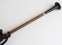 Late 19thC/20thC parasol with flattened treen and horn handle,