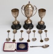 Three Old Type Orpington Club hallmarked silver trophy cups including The White Cup and Club Show
