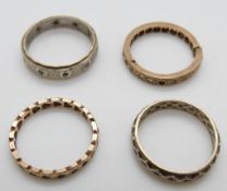 Two 9ct gold eternity rings set with paste, 4g,