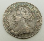Queen Anne 1708 plumes sixpence,