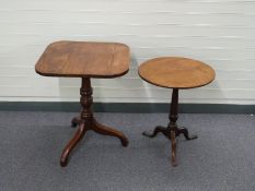Two 19thC small mahogany side tables height of taller 80cm