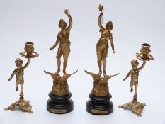 Pair of classical style gilt figures Night and Day, height 33cm,