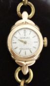 Rolex Precision 9ct gold ladies wristwatch with gold hands and baton markers,