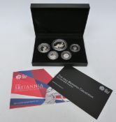 Royal Mint Britannia 2013 five coin silver proof set,
