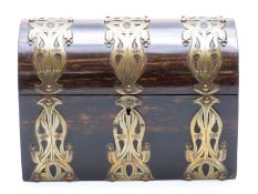 A 19thC brass bound coromandel wood jewellery casket, width 23.