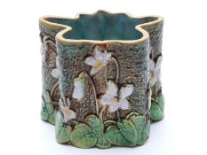George Jones majolica spill vase decorated with flowers,6.