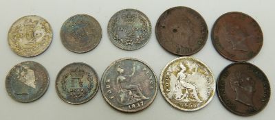 Victorian colonies coins, comprising three silver 1 1/2d, 1838, 1842 and 1843,