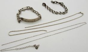 Two silver bracelets and two necklaces