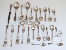 A quantity of Georgian and later hallmarked silver cutlery including Irish, Newcastle etc.
