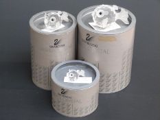 Three Swarovski Crystal Blowfish, largest 6.