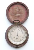 Negretti & Zambra London compensated pocket barometer with gilt case and silvered dial with blue