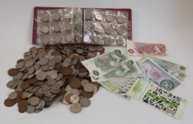 An amateur collection of largely UK coinage, includes pre-1947 silver examples some in an album,