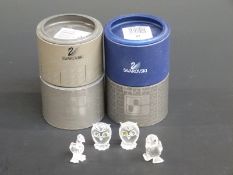 Four Swarovski Crystal cut glass figure groups Birds,