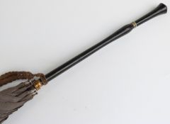 A 19thC/20thC parasol with glass and ebonised handle with bubble decoration, brass collar,