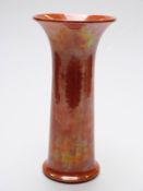 Ruskin Pottery orange lustre flared vase impressed to base,