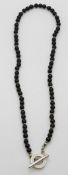 Gucci necklace made up of onyx beads with silver fittings