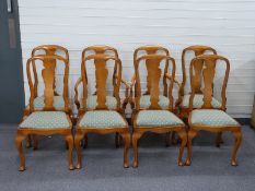 Eight Queen Anne style high backed dining chairs