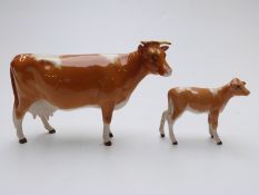 Beswick Jersey cow and calf