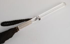 A 20thC Art Deco parasol with early perspex/celluloid or Lucite handle in the form of an obelisk,