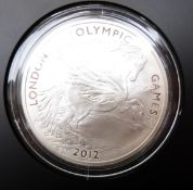 Royal Mint commemorative five ounce silver proof coin for the Official London 2012 Olympics,