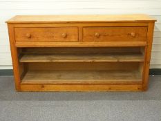 Pine dresser base with two drawers above shelves W170 x D44 x H91cm
