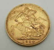 An 1894 gold full sovereign