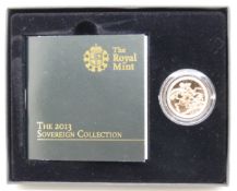 Royal Mint 2013 'Sovereign Collection' gold full sovereign 'BU' boxed with booklet and certificate