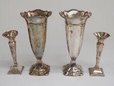 A pair of Walker & Hall hallmarked silver trumpet vases, Sheffield 1922,