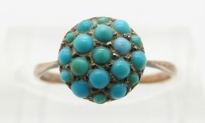 Victorian 9ct gold ring set with a cluster of turquoise,