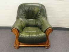 Green leather armchair