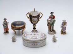 A collection of ceramics including Coalport hand painted and signed pedestal vase,