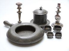 Pewter bed warmer with London touch marks,