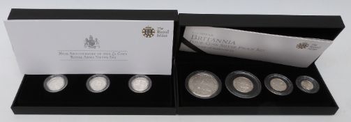 Royal Mint Britannia four coin silver proof coin set 2010,
