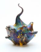 John Ditchfield for Glasform iridescent glass paperweight of abstract form,