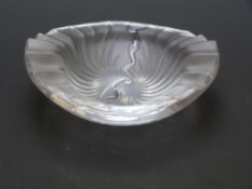 Lalique Nancy frosted and clear glass bowl/ dish in the form of a stylised shell,