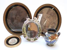 German figural porcelain mirror,