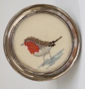 George V hallmarked silver circular photograph frame with easel back, Chester 1915,