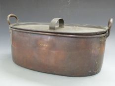 Large 19thC copper twin handled pan impressed GNG,