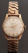 Accurist 9ct gold gentleman's wristwatch with gold Roman numerals,