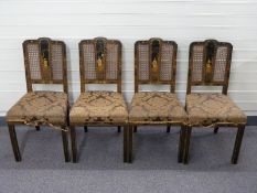 Four Art Deco era bergere and chinoiserie decorated chairs