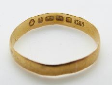 Victorian 22ct gold wedding band, size M, 2.