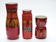 Three large Poole Pottery Delphis vases,