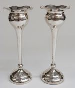 A pair of Art Nouveau silver vases with flared rim, Birmingham 1909 maker Joseph Gloster Ltd,