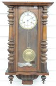 Late 19thC Vienna regulator style mahogany cased wall clock,
