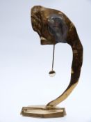 David Marshall (b1942) brass and alloy pendulum clock, signed with monogram to base,