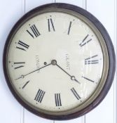 A 19thC mahogany cased fusee dial wall clock with convex glass,