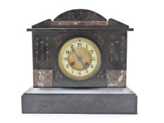 F Marti and Co 19thC French slate mantel clock, with ivory coloured Arabic enamelled chapter ring,