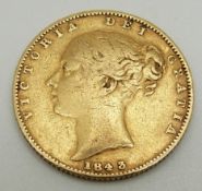 An 1843 gold full sovereign