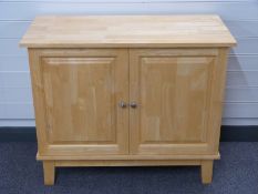 Small beech contemporary two door sideboard W97 x D45 x H81cm