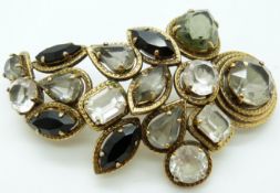 Christian Dior brooch set with clear and grey paste, 8.2 x 5.
